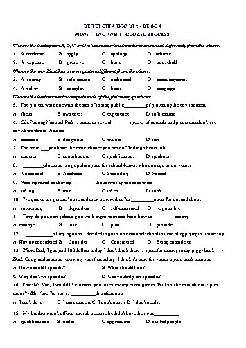 Đề thi giữa học kì 2 môn Tiếng Anh Lớp 11 (Global Success) - Đề số 4 (Có đáp án).pdf