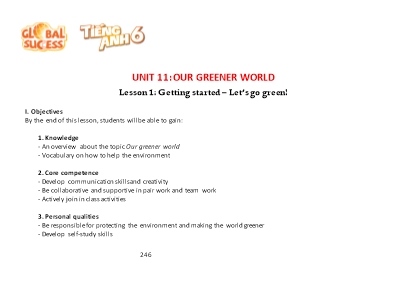 Giáo án Tiếng Anh 6 Global success (CV5512) - Unit 11: Our greener world