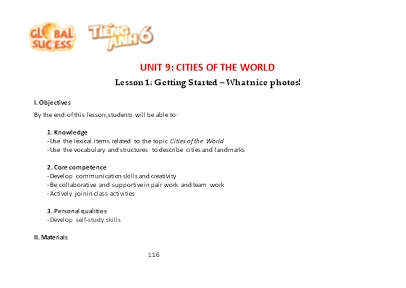 Giáo án Tiếng Anh 6 Global success (CV5512) - Unit 9: Cities of the world