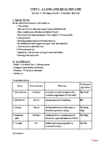 Giáo án Tiếng Anh Lớp 11 (Global success) - Unit 1 to 6