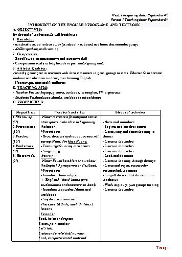 Giáo án Tiếng Anh Lớp 3 (Global success) - Tuần 1