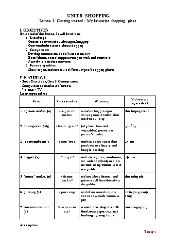 Giáo án Tiếng Anh Lớp 8 (Global Success) - Unit 8: Shopping